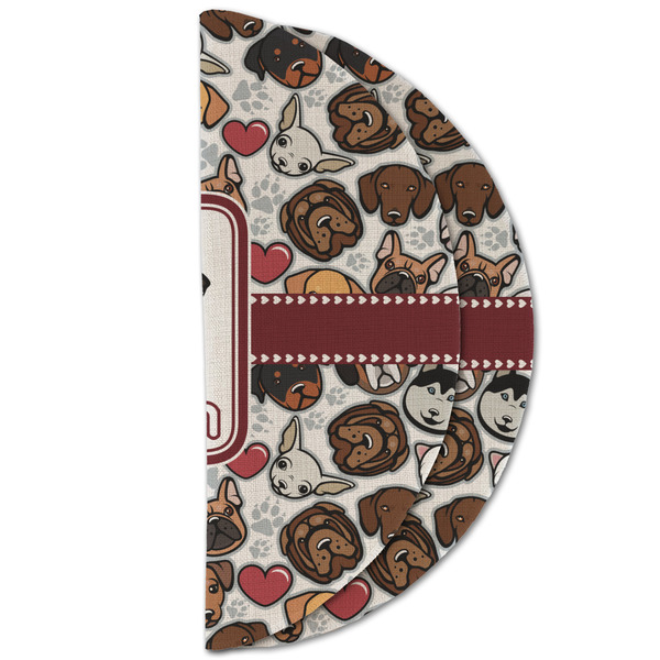 Dog Faces Round Linen Placemats - HALF FOLDED (double sided)