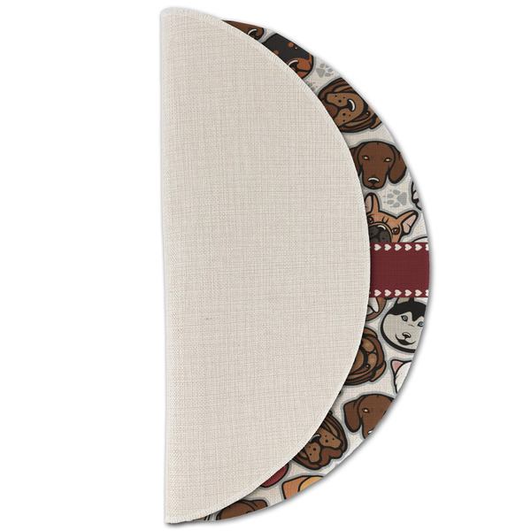 Dog Faces Round Linen Placemats - HALF FOLDED (single sided)
