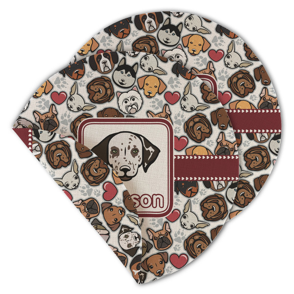 Custom Dog Faces Round Linen Placemat - Double Sided - Set of 4 (Personalized)