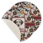 Dog Faces Round Linen Placemat - Single Sided - Set of 4 (Personalized)
