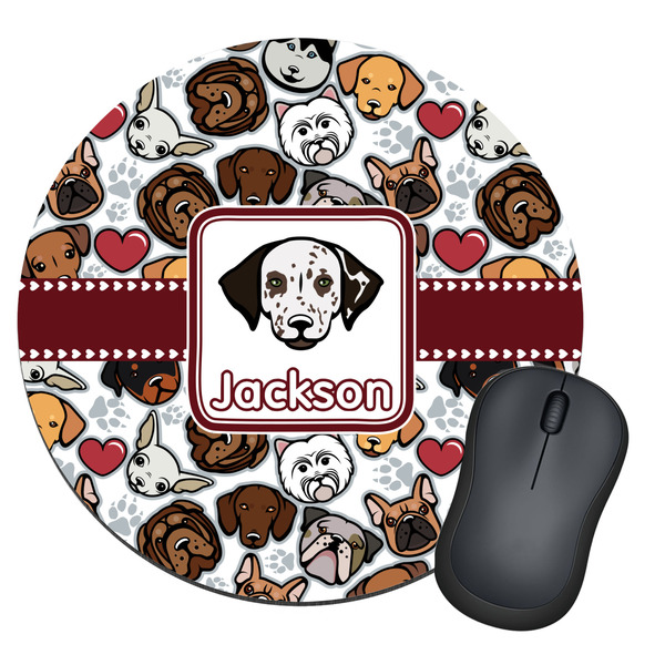 Custom Dog Faces Round Mouse Pad (Personalized)