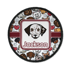 Dog Faces Iron On Round Patch w/ Name or Text
