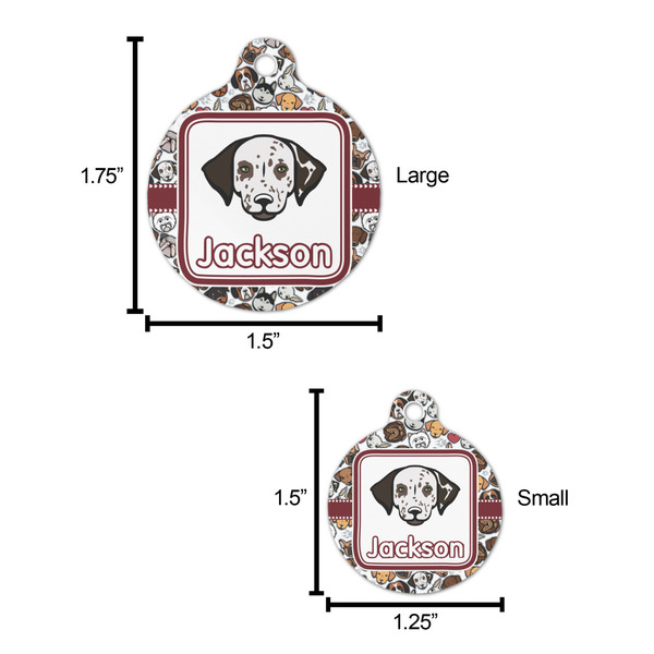 Dog Faces Round Pet ID Tag - Large - Comparison Scale