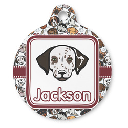 Dog Faces Round Pet ID Tag (Personalized)