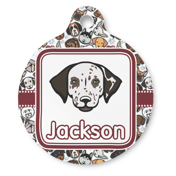 Custom Dog Faces Round Pet ID Tag - Large (Personalized)