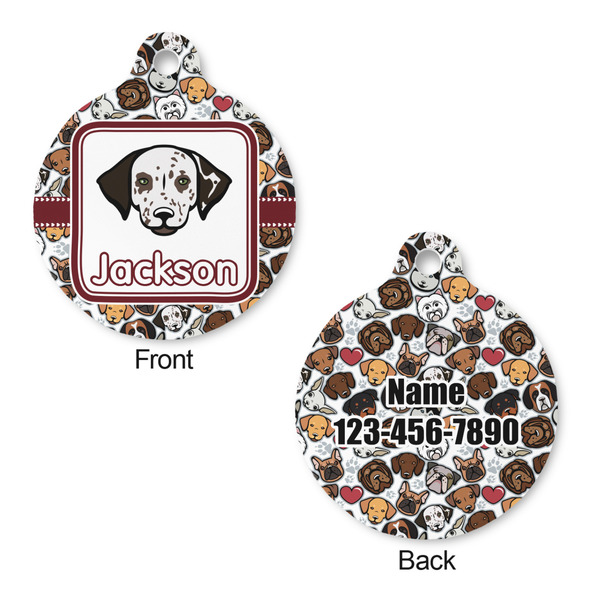 Dog Faces Round Pet Tag - Front & Back
