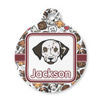 Dog Faces Round Pet ID Tag - Small (Personalized)