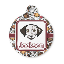 Dog Faces Round Pet ID Tag - Small (Personalized)
