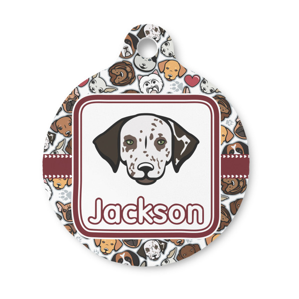 Custom Dog Faces Round Pet ID Tag - Small (Personalized)