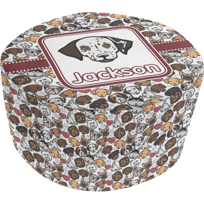 Dog Faces Round Pouf Ottoman (Personalized)