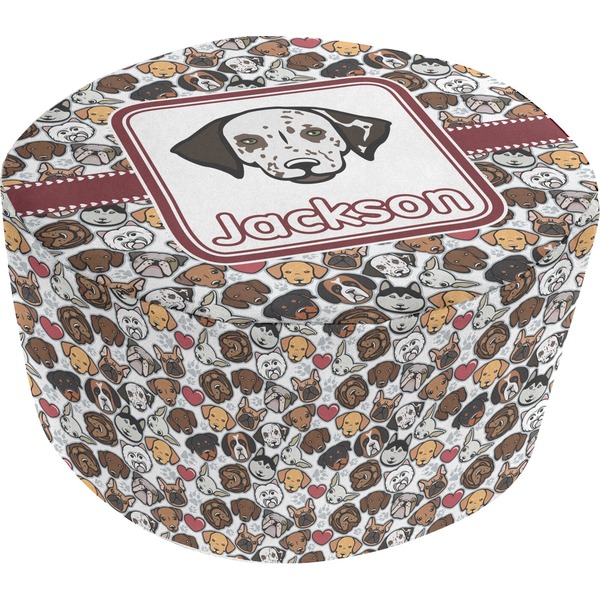 Custom Dog Faces Round Pouf Ottoman (Personalized)