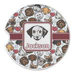 Dog Faces Sandstone Car Coaster - Single (Personalized)