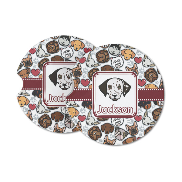 Custom Dog Faces Sandstone Car Coasters - Set of 2 (Personalized)