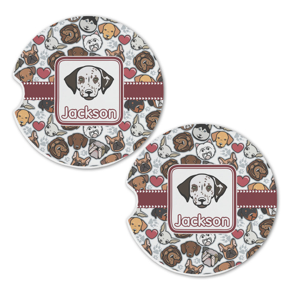 Dog Faces Sandstone Car Coasters - Set of 2