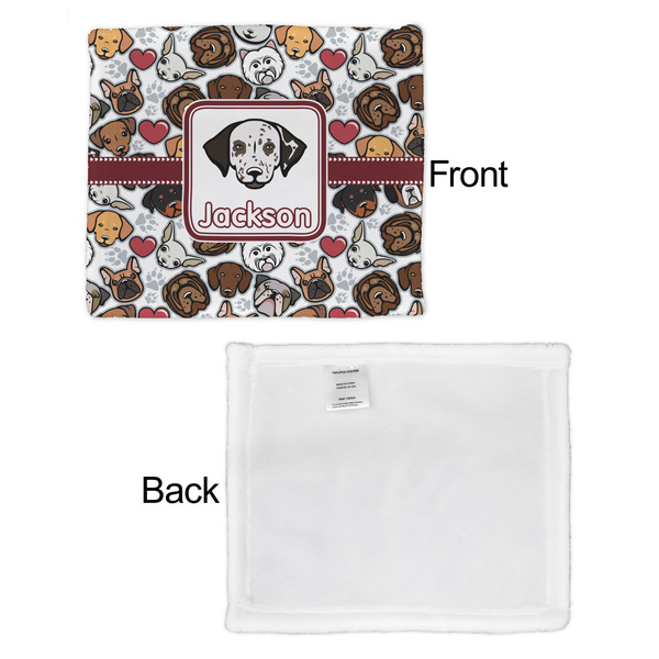 Dog Faces Security Blanket - Front & White Back View
