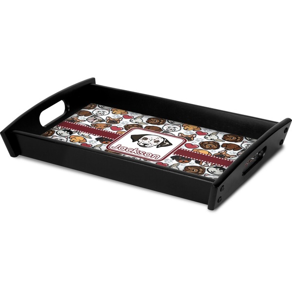 Dog Faces Serving Tray Black - Corner