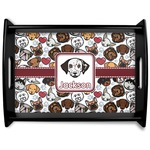 Dog Faces Black Wooden Tray - Large (Personalized)