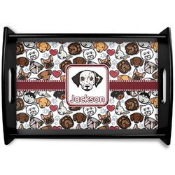 Dog Faces Black Wooden Tray - Small (Personalized)