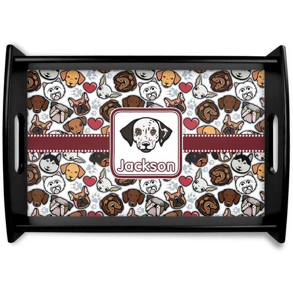 Custom Dog Faces Black Wooden Tray - Small (Personalized)