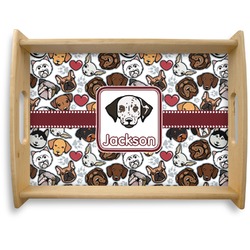 Dog Faces Natural Wooden Tray - Large (Personalized)