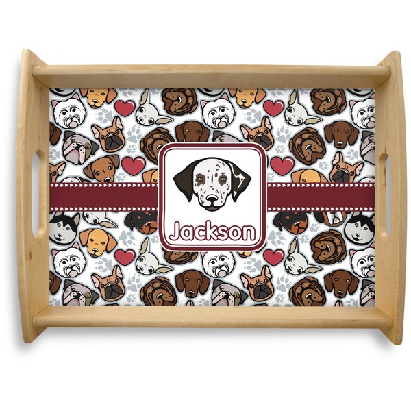 Custom Dog Faces Natural Wooden Tray - Large (Personalized)