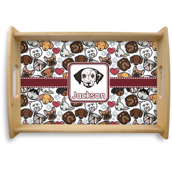 Custom Dog Faces Natural Wooden Tray - Small (Personalized)