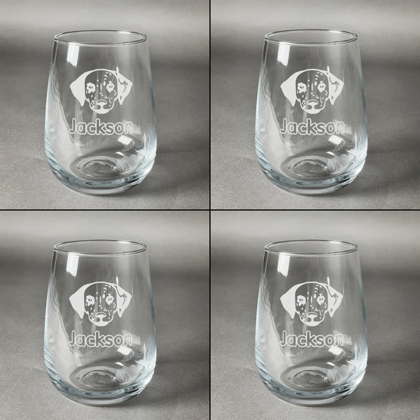 Dog Faces Set of Four Personalized Stemless Wineglasses (Approval)