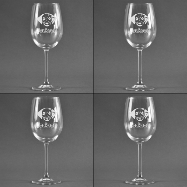 Dog Faces Set of Four Personalized Wineglasses (Approval)