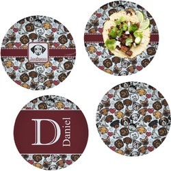 Dog Faces Set of 4 Glass Lunch / Dinner Plate 10" (Personalized)