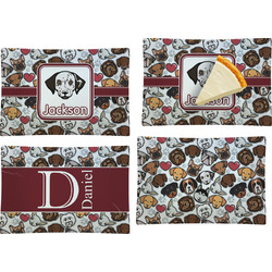 Dog Faces Set of 4 Glass Rectangular Appetizer / Dessert Plate (Personalized)