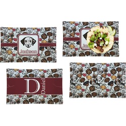 Dog Faces Set of 4 Glass Rectangular Lunch / Dinner Plate (Personalized)