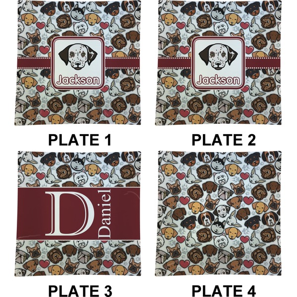 Dog Faces Set of Square Dinner Plates (Approval)