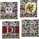 Dog Faces Set of 4 Glass Square Lunch / Dinner Plate 9.5" (Personalized)