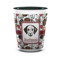 Dog Faces Ceramic Shot Glass - 1.5 oz - Two Tone - Set of 4 (Personalized)