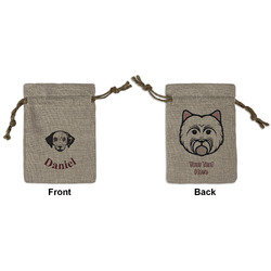Dog Faces Small Burlap Gift Bag - Front & Back (Personalized)