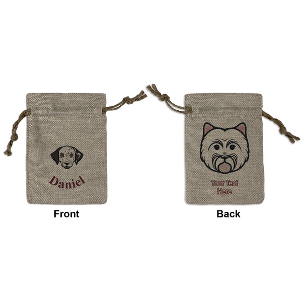 Custom Dog Faces Small Burlap Gift Bag - Front & Back (Personalized)