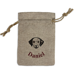 Dog Faces Small Burlap Gift Bag - Front (Personalized)