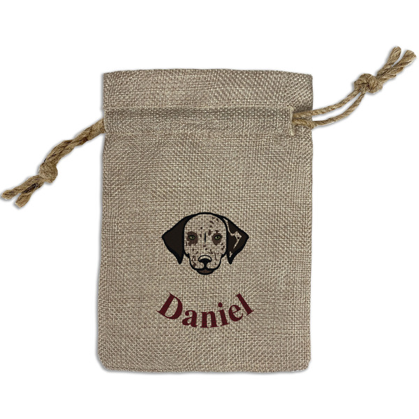 Custom Dog Faces Small Burlap Gift Bag - Front (Personalized)