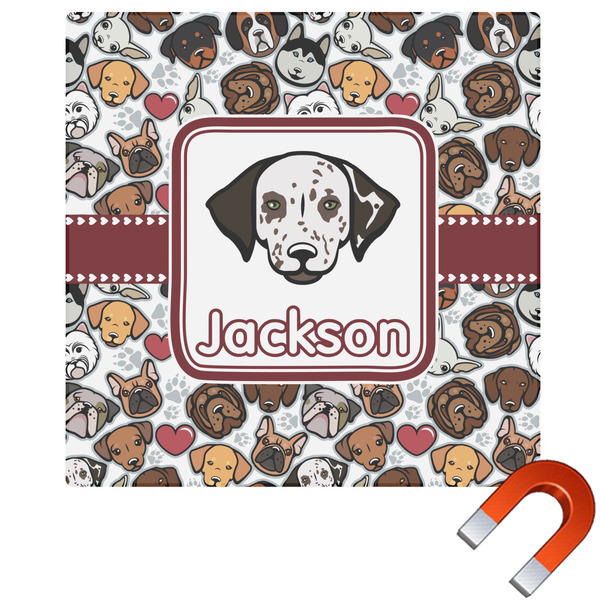 Custom Dog Faces Square Car Magnet - 6" (Personalized)