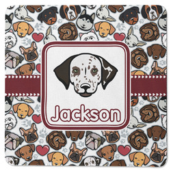 Dog Faces Square Rubber Backed Coaster (Personalized)