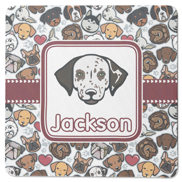 Custom Dog Faces Square Rubber Backed Coaster (Personalized)