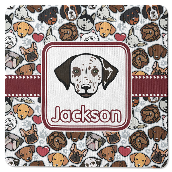 Dog Faces Square Coaster Rubber Back - Single