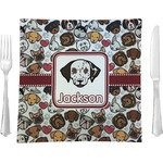 Dog Faces 9.5" Glass Square Lunch / Dinner Plate- Single or Set of 4 (Personalized)
