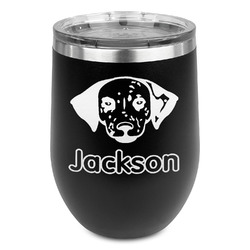 Dog Faces Stemless Stainless Steel Wine Tumbler - Black - Double Sided (Personalized)