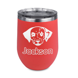 Dog Faces Stemless Stainless Steel Wine Tumbler - Coral - Double Sided (Personalized)