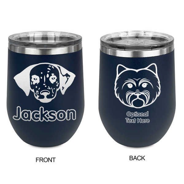 Dog Faces Stainless Wine Tumblers - Navy - Double Sided - Approval