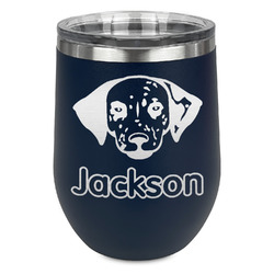 Dog Faces Stemless Stainless Steel Wine Tumbler - Navy - Double Sided (Personalized)