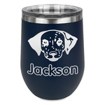 Dog Faces Stemless Stainless Steel Wine Tumbler - Navy - Single Sided (Personalized)