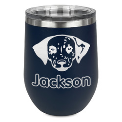 Dog Faces Stemless Stainless Steel Wine Tumbler - Navy - Single Sided (Personalized)
