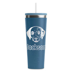 Dog Faces RTIC Everyday Tumbler with Straw - 28oz - Steel Blue - Single-Sided (Personalized)